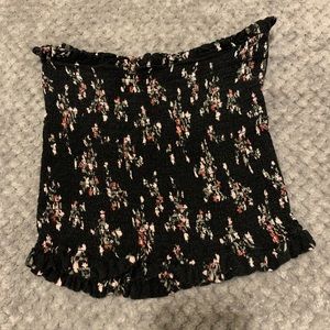Black floral halter top